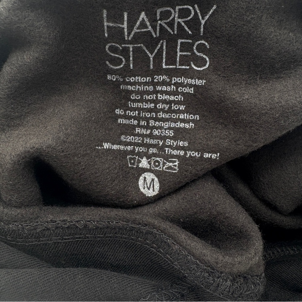 NWOT Harry Styles Unisex Black Love On Tour Flower Print Medium Pullover Hoodie - Picture 5 of 6